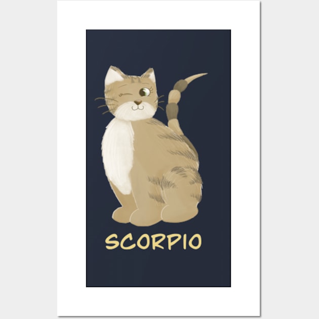 Scorpio cat zodiac sign Wall Art by AbbyCatAtelier